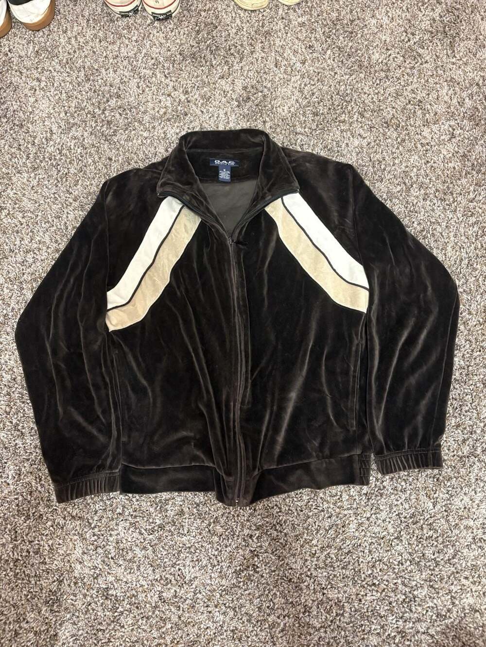 Vintage Brown Velour Full Zip Track Jacket